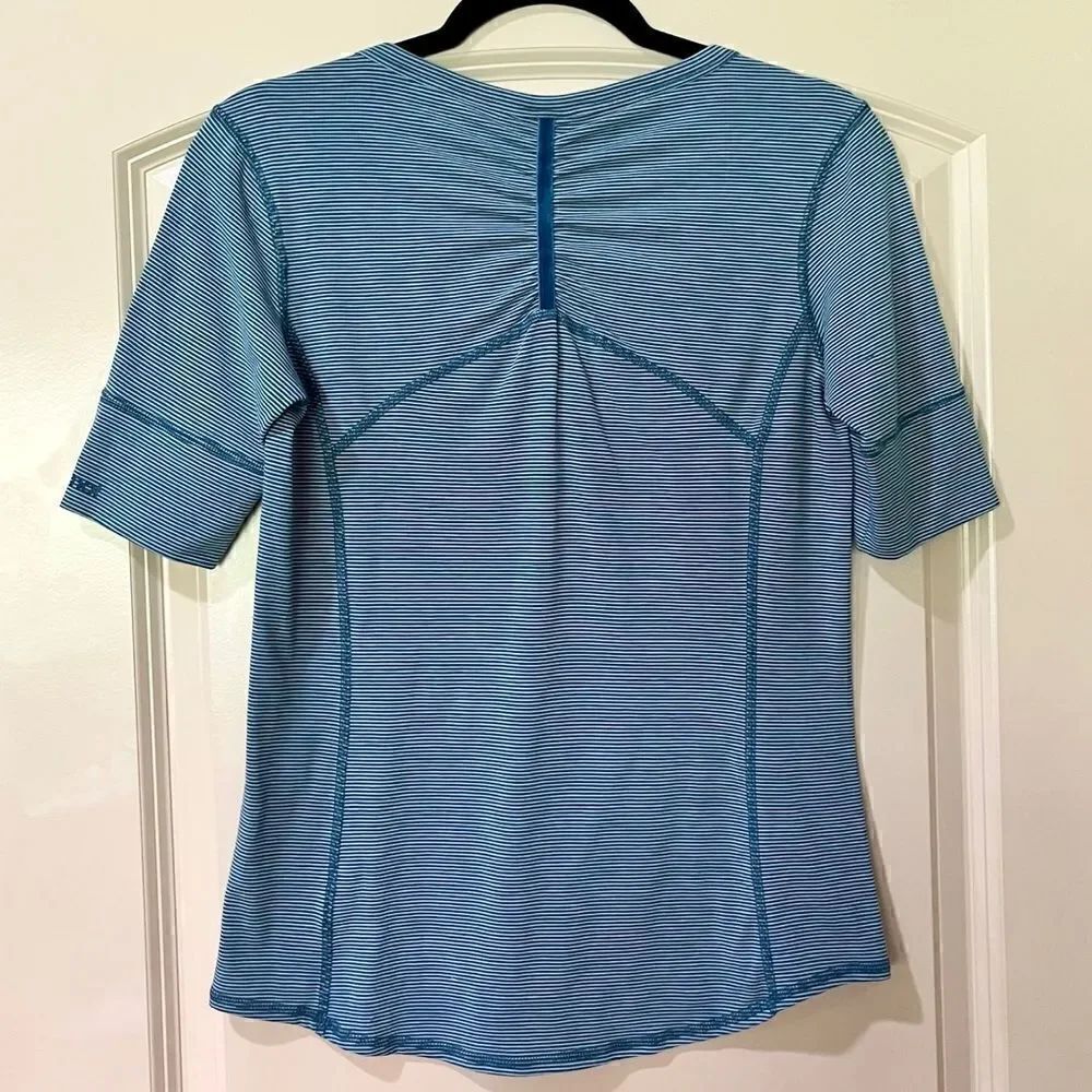 MARMOT Striped Active T-Shirt Blue White Women’s Size Small - Picture 2 of 5